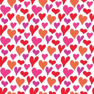 Heart symbol seamless pattern vector illustration. Hand drawn sketch doodle b Stock Photos