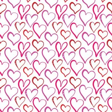 Heart symbol seamless pattern vector illustration. Hand drawn sketch doodle b Stock Photos