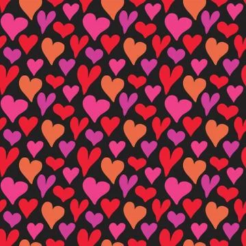 Heart symbol seamless pattern vector illustration. Hand drawn sketch doodle b Stock Photos
