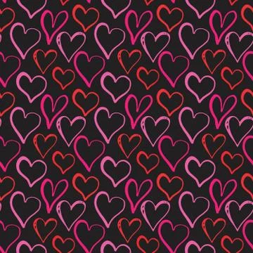 Heart symbol seamless pattern vector illustration. Hand drawn sketch doodle b Foto stock