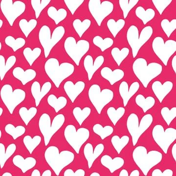 Heart symbol seamless pattern vector illustration. Hand drawn sketch doodle b Stock Photos