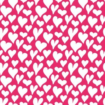 Heart symbol seamless pattern vector illustration. Hand drawn sketch doodle b Stock Photos