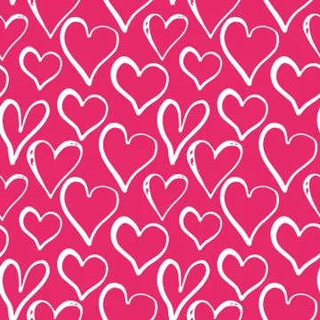 Heart symbol seamless pattern vector illustration. Hand drawn sketch doodle b Foto stock