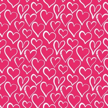 Heart symbol seamless pattern vector illustration. Hand drawn sketch doodle b Stock Photos