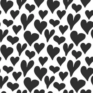 Heart symbol seamless pattern vector illustration. Hand drawn sketch doodle b Foto stock