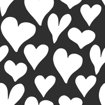 Heart symbol seamless pattern vector illustration. Hand drawn sketch doodle b Stock Photos