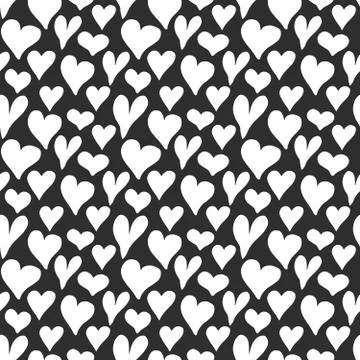 Heart symbol seamless pattern vector illustration. Hand drawn sketch doodle b Stock Photos