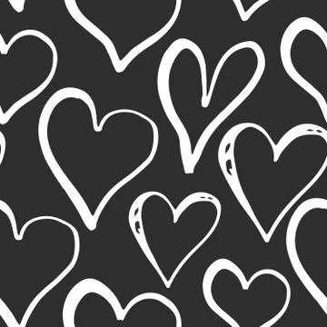 Heart symbol seamless pattern vector illustration. Hand drawn sketch doodle b Foto stock