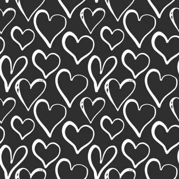 Heart symbol seamless pattern vector illustration. Hand drawn sketch doodle b Foto stock