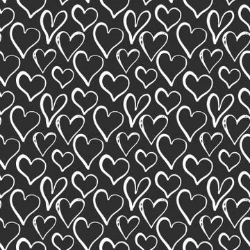 Heart symbol seamless pattern vector illustration. Hand drawn sketch doodle b Stock Photos