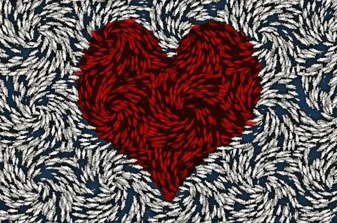 Heart symbol from small fish Stock Illustration
