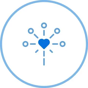 Heart symbol surrounded by connected nodes in a circular, network arrangement Stock Illustration