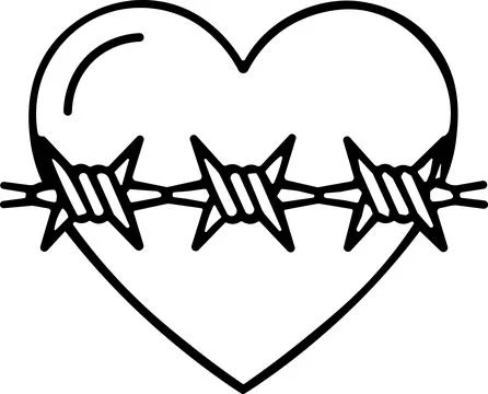 Heart symbol wrapped in sharp barbed wire Stock Illustration