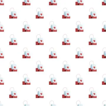 Heart tea bag pattern wallpaper for love and romance Stock Illustration