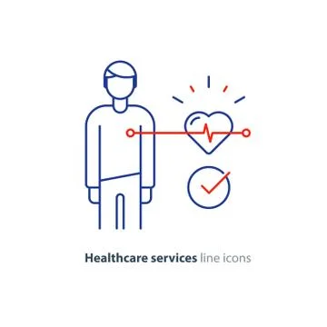 Heart test line icon, electrocardiogram monitor logo, cardiology examination Stock Illustration
