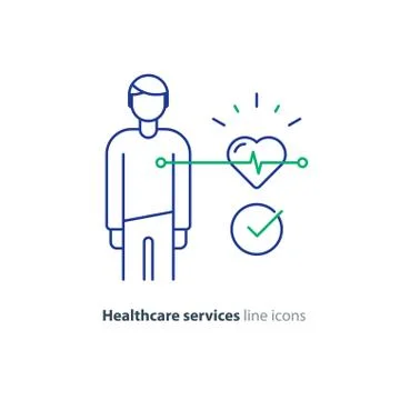 Heart test line icon, electrocardiogram monitor logo, cardiology examination Stock Illustration