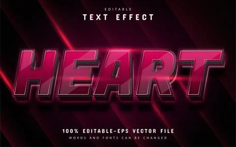 Heart text, editable 3d text effect Stock Illustration