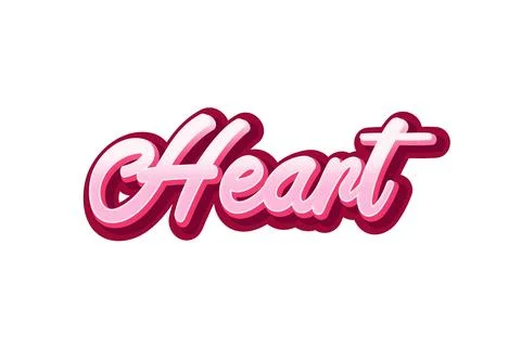 Heart text style effect. Lettering design. Stock Illustration