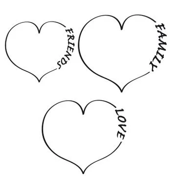 Heart with text on white background Stock Illustration