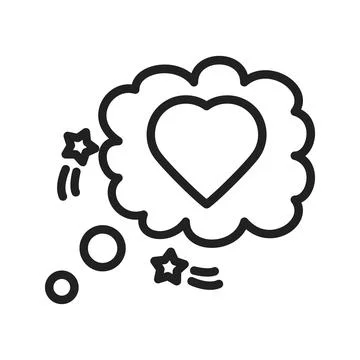 Heart Thinking Bubble Icon Image. Illustrazione stock