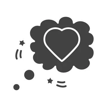 Heart Thinking Bubble Icon Image. Illustrazione stock