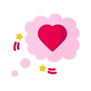 Heart Thinking Bubble Icon Image. Illustrazione stock