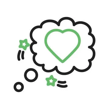 Heart Thinking Bubble Icon Image. Illustrazione stock