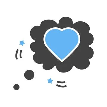 Heart Thinking Bubble Icon Image. Illustrazione stock
