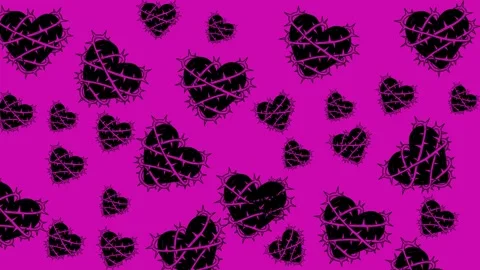 Heart thorns, emo background, black and pink Stock Footage 329159093