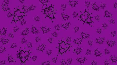 Heart thorns, emo background, black and purple Illustrazione stock