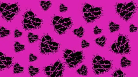 Heart thorns, emo background, black and hot pink fix Illustrazione stock