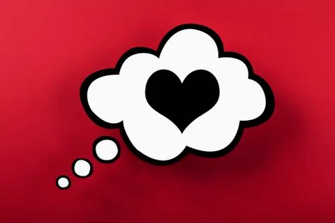Heart thought bubble against red background Stock Illustration