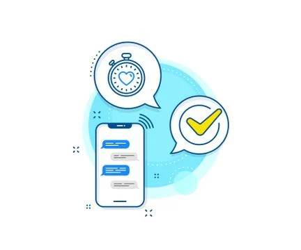 Heart in Timer line icon. Love symbol. Vector Stock Illustration