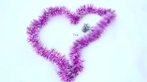 Heart track on snow moved by wind Stock Footage 72476249