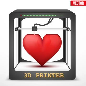 Heart transplant. 3D printer for the internal organs. Illustrazione stock