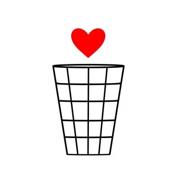 Heart in a trash can. Illustration of a vector trash can icon with a heart Stock Illustration
