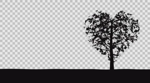 Heart Tree Alpha HD withalphamask Stock Footage 64831624