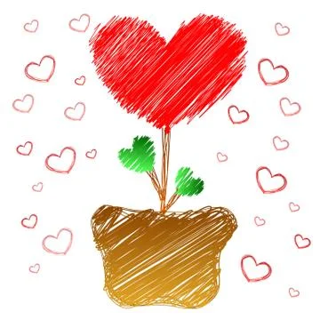 Heart tree in doodle style Stock Illustration