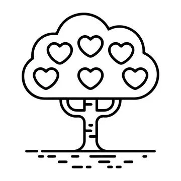 Heart Tree Line Art Printable Love Illustration Minimalist Romantic Wall De.. Stock Illustration