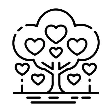 Heart Tree Line Art Printable Love Illustration Minimalist Romantic Wall De.. Stock Illustration