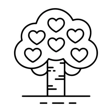 Heart Tree Line Art Printable Love Illustration Minimalist Romantic Wall De.. Stock Illustration