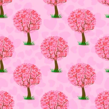 Heart Tree Pattern 스톡 일러스트