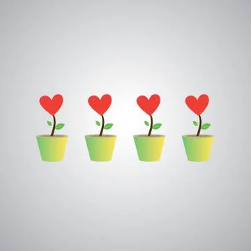 Heart tree in pot Stock Illustration