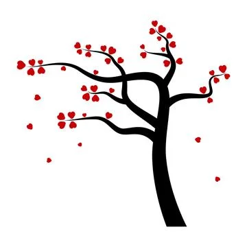 Heart Tree Silhouette Vector Illustration Illustrazione stock