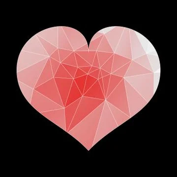 Heart of a triangular mosaic in shades of red. Symbol of love in trendy moder Stock Illustration