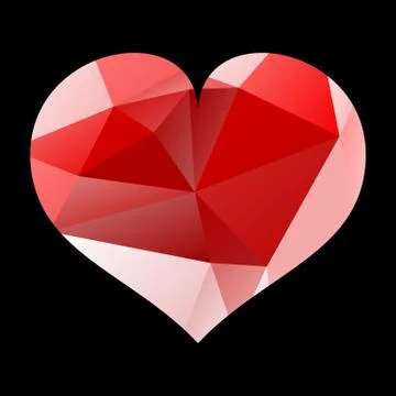Heart of a triangular mosaic in shades of red. Symbol of love in trendy moder Stock-Illustration