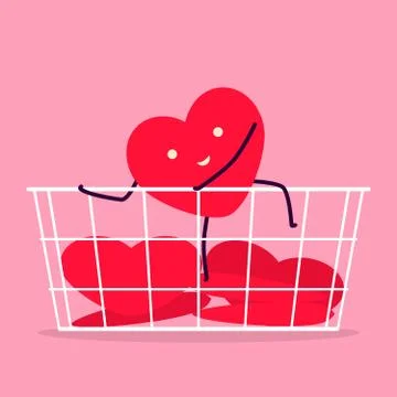 Heart try to climb on basket Stock Illustration