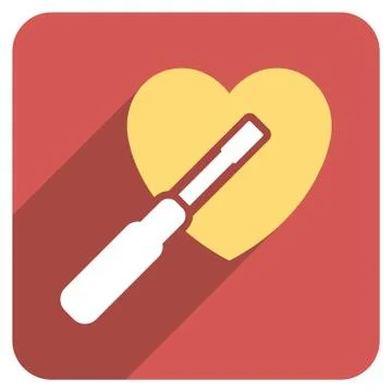 Heart Tuning Flat Rounded Square Icon with Long Shadow Stock Illustration