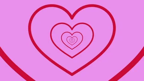 Heart tunnel loop animation . Red heart loop animation on pink background Stock Footage 327734444