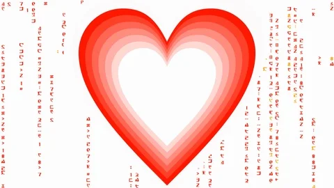 Heart tunnel with matrix code characters, animated message for extraterrestrial Stock Footage 87716616